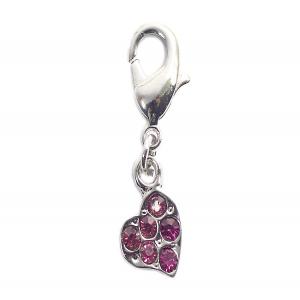 Lobster clasp hearth with rhinestones 7x10mm